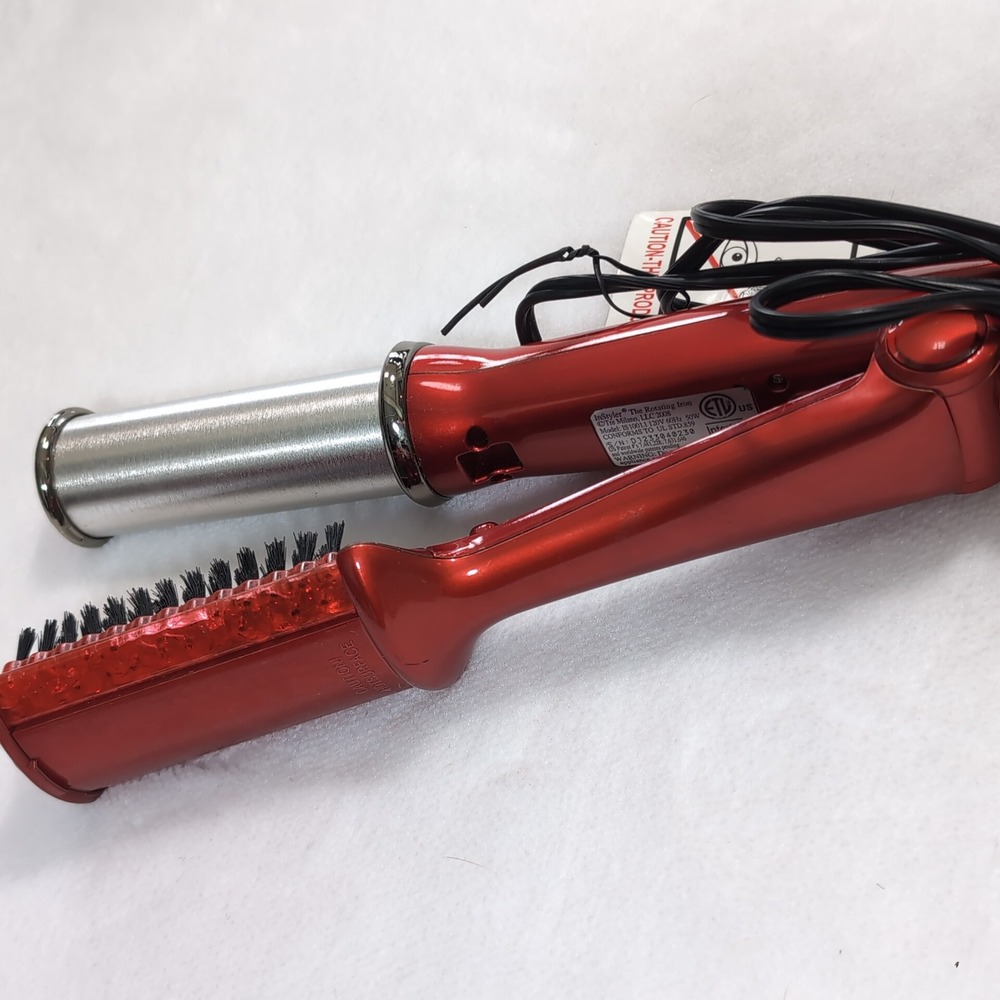 Red Women's 2-in-1 Hair Styling Iron and Brush